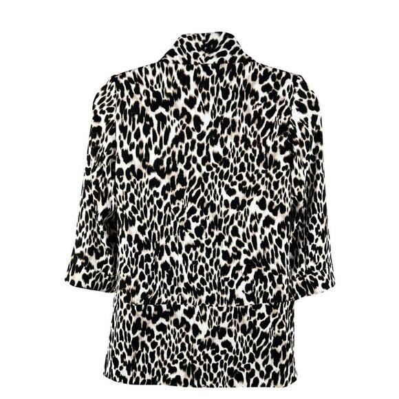 Calvin Klein Womens S Leopard Print Open Cardigan 3/4 Sleeves Oversized Blazer - Picture 2 of 16